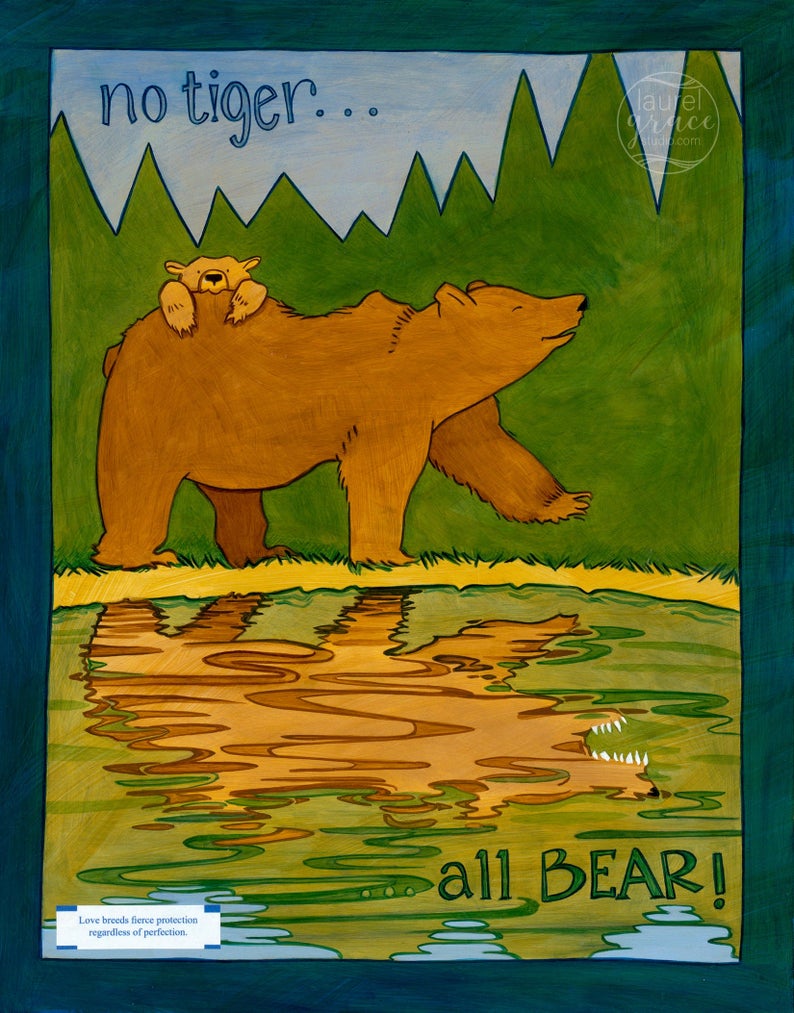 "No Tiger, All Bear" <br />Art Print Inspired by Fortune Cookies, Matted