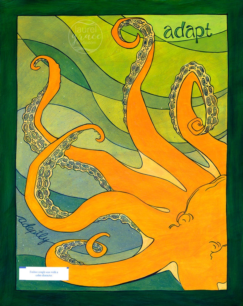 "Adapt Adeptly"<br />Art Print Inspired by Fortune Cookies, Matted